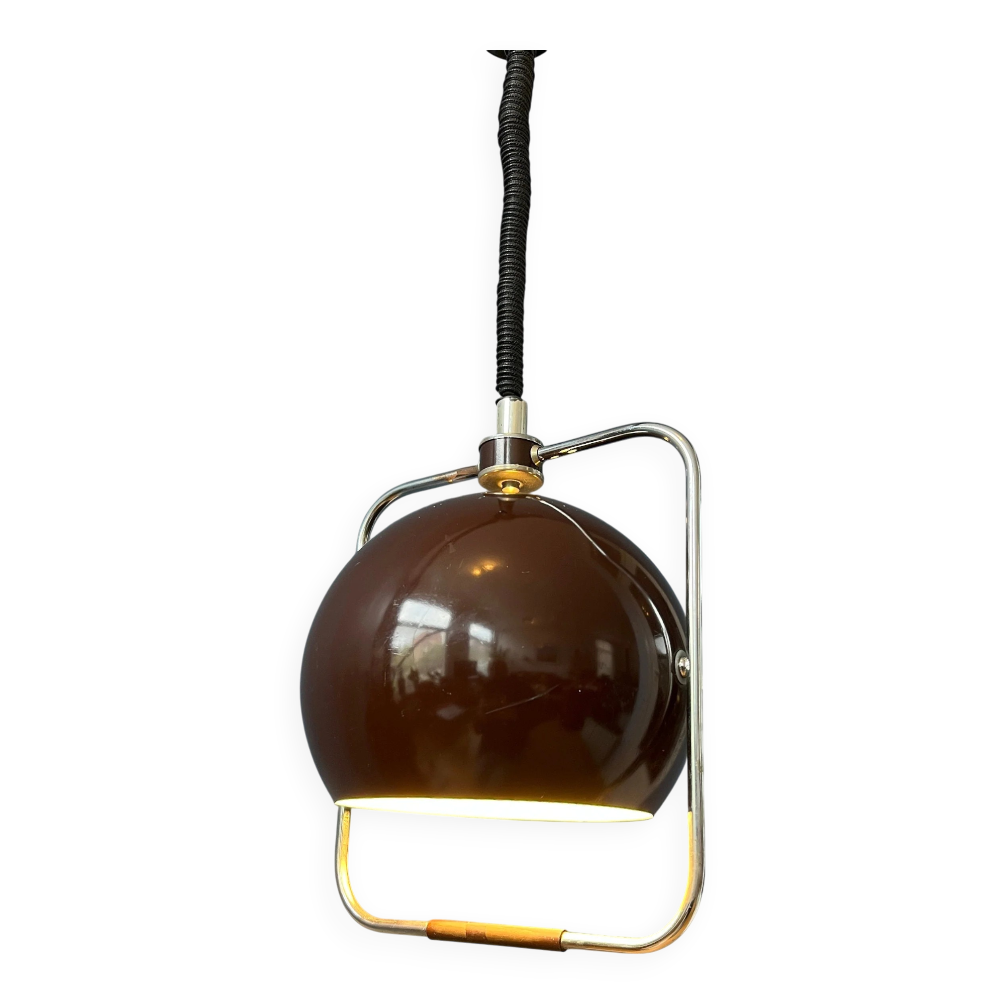 Vintage brown GEPO suspension | Space Age light fixture | Mid-Century Modern ceiling light