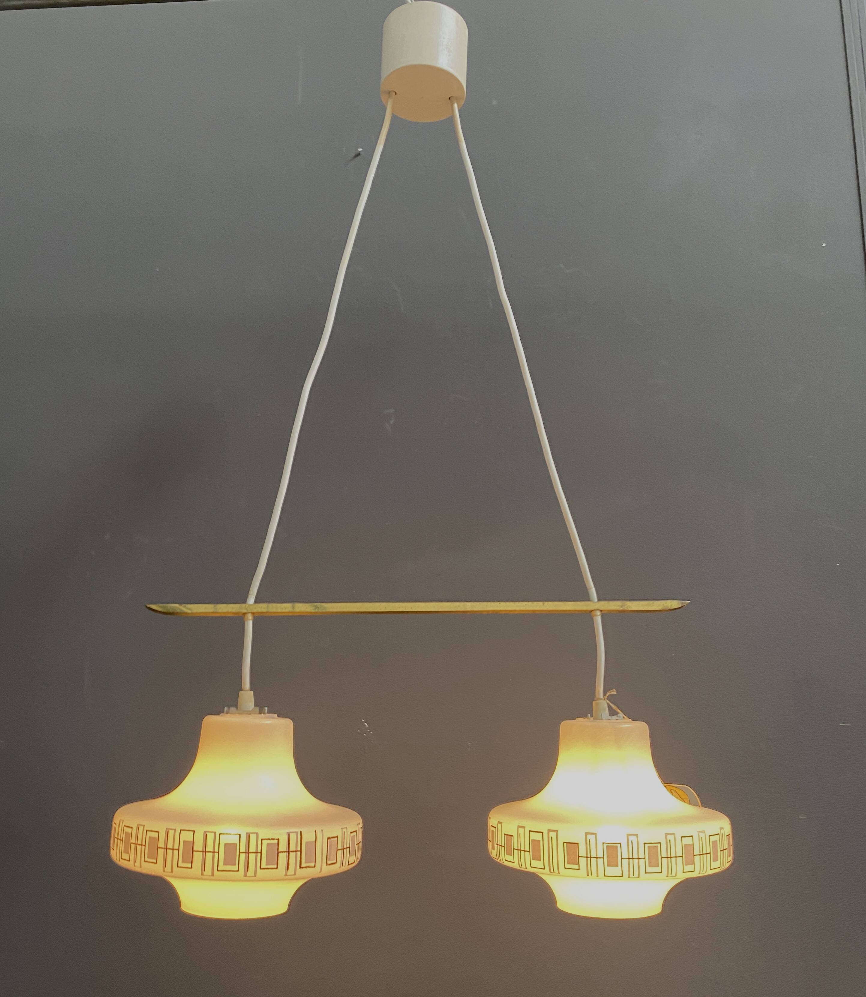 Double glass hanging lamp 1960s