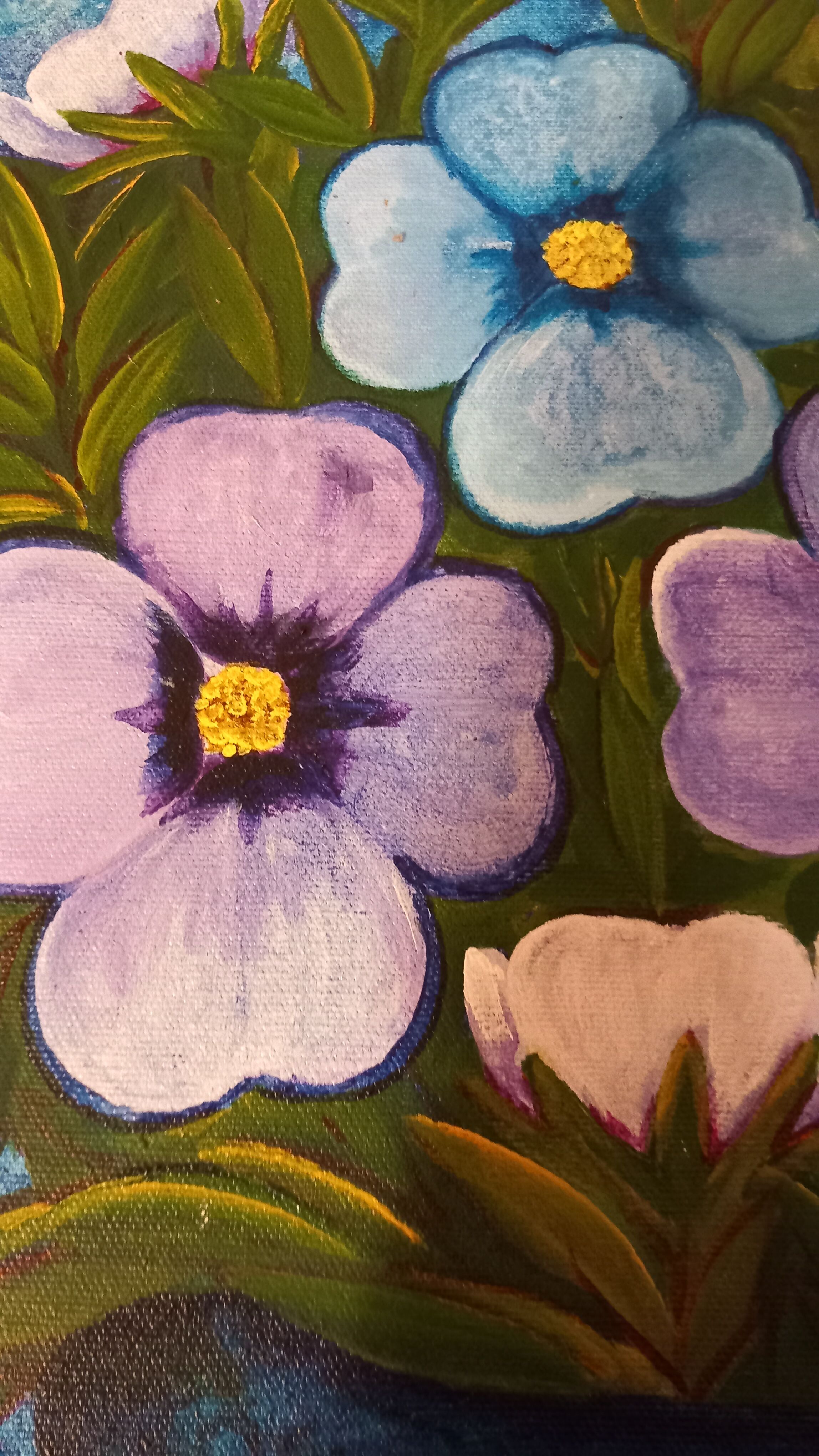 Canvas blue flowers