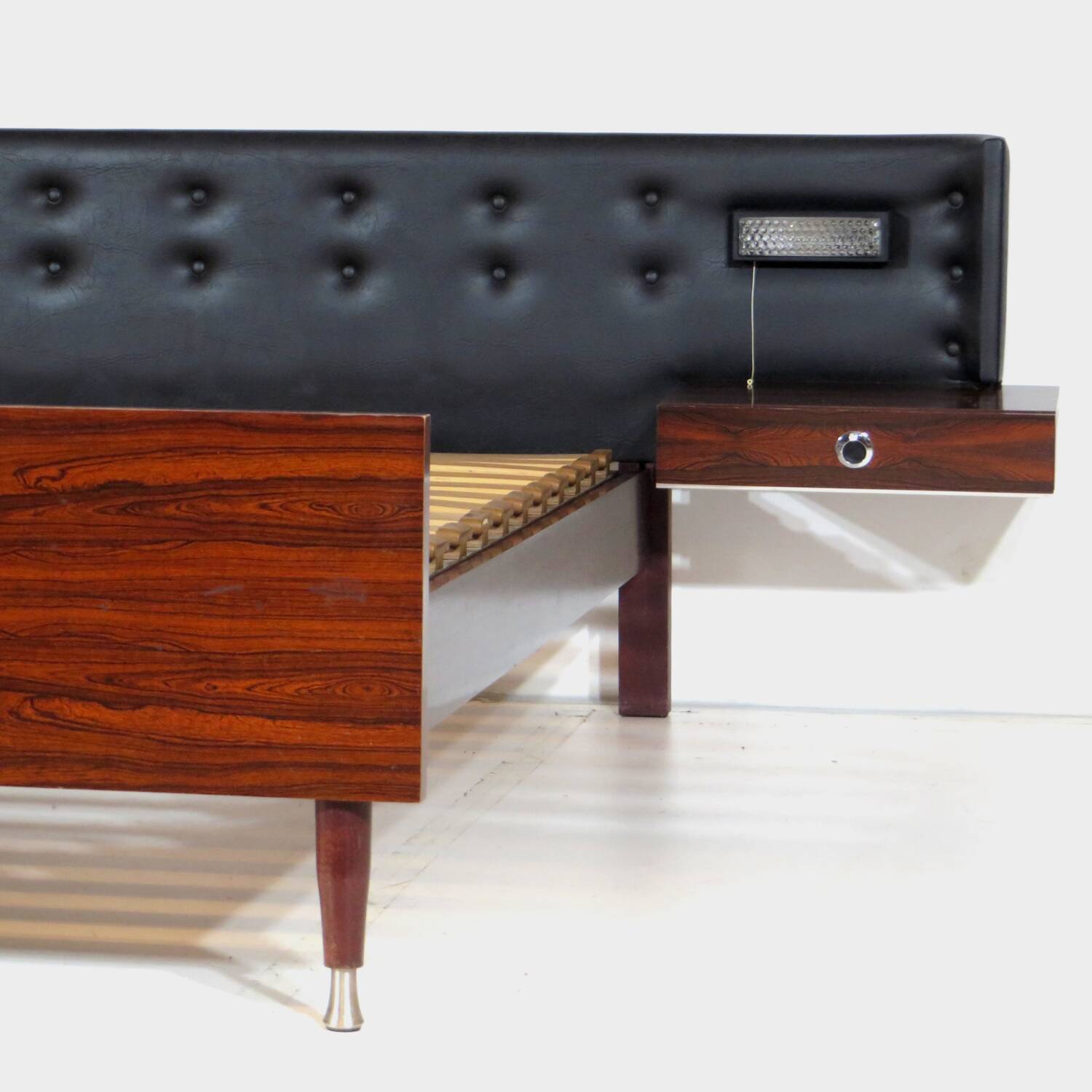 Vintage mid century modern double bed bedroom set with floating nightstands