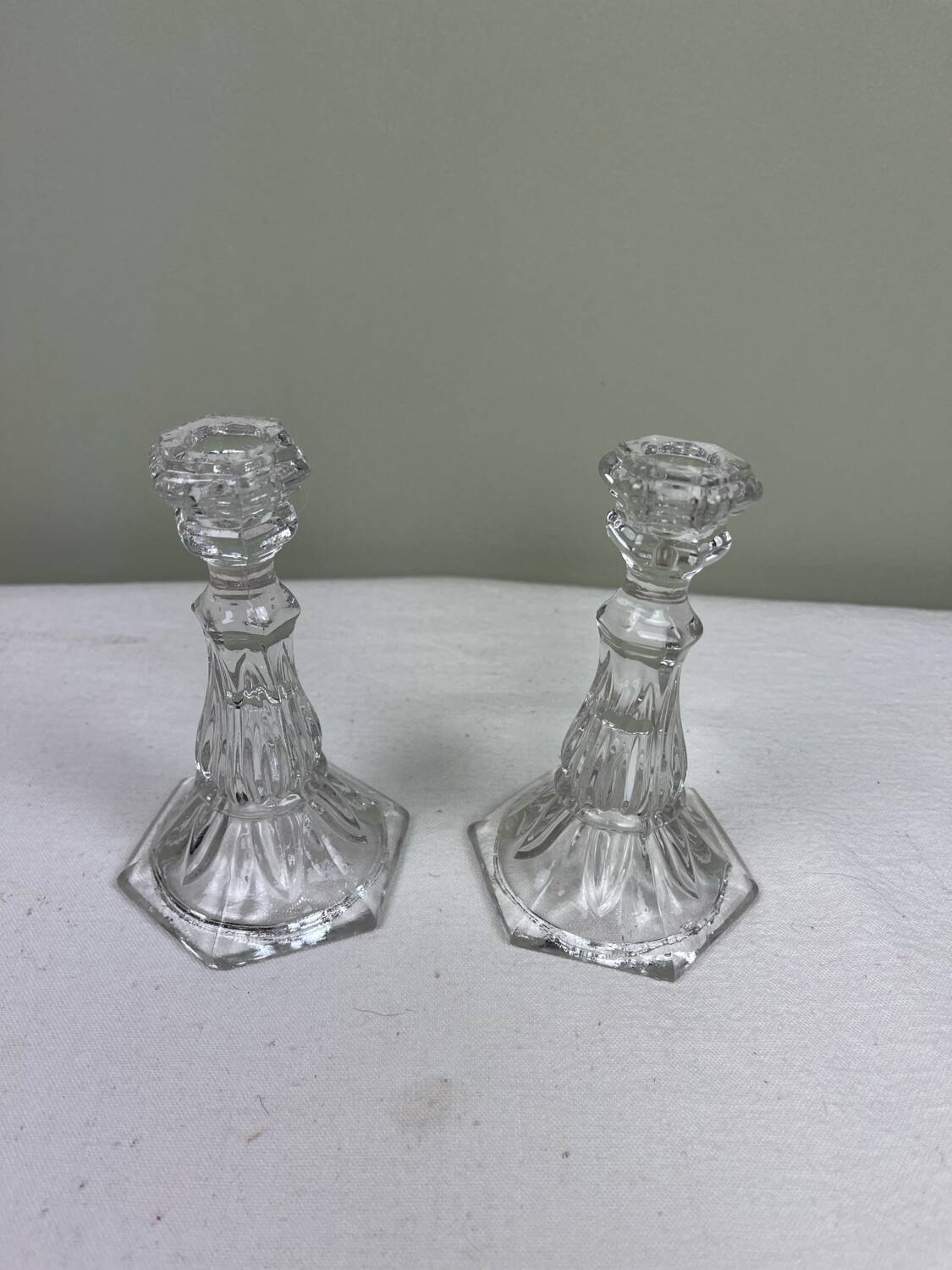 Pair of glass candlesticks