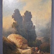 The convoy at the foot of the rocks, 1800s, oil on canvas.