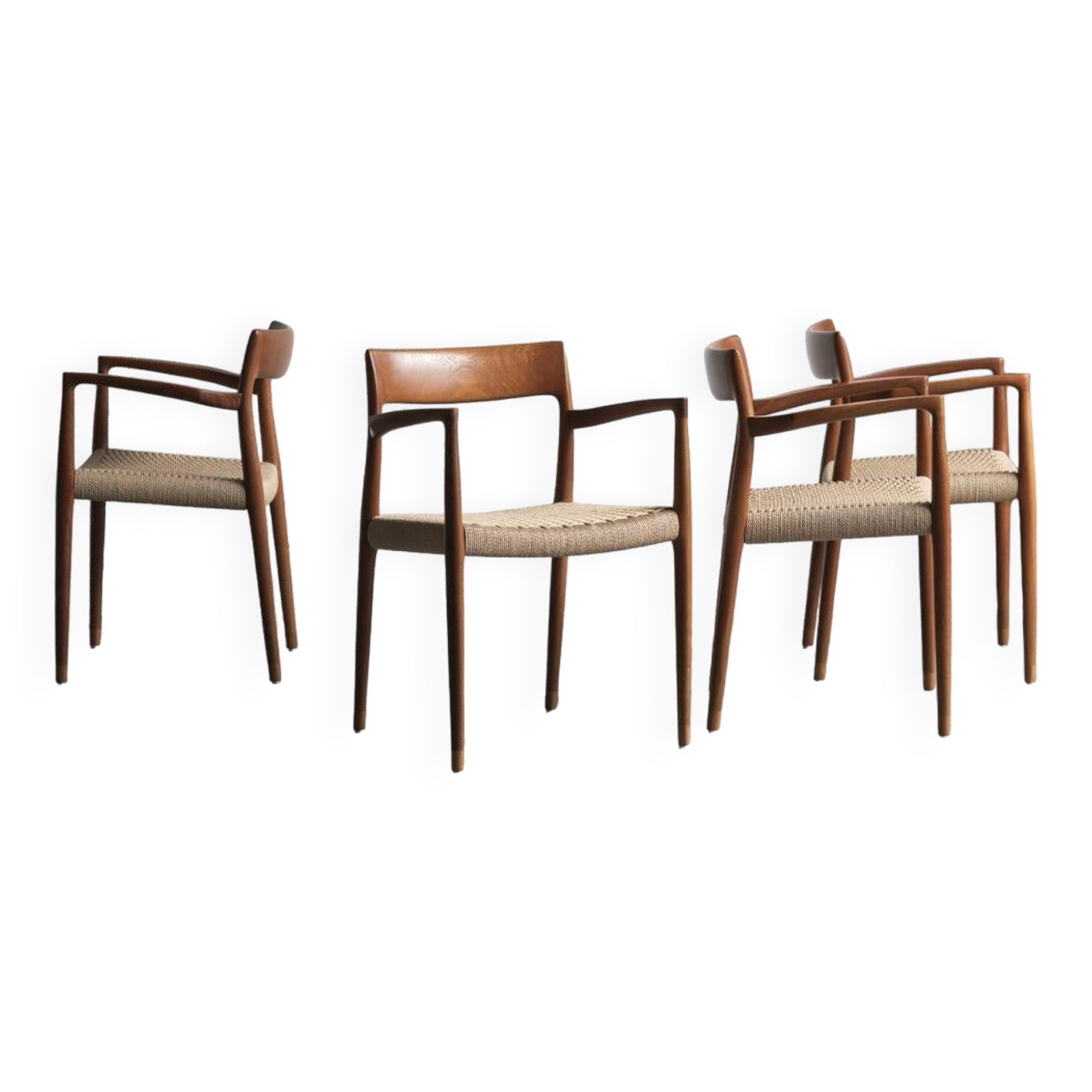 Ensemble de 4 chaises à repas, modèle 57, par Niels O. Moller, Danemark, 1960
