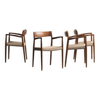 Set of 4 dining chairs, model 57, by Niels O. Moller, Denmark, 1960s