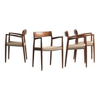 Ensemble de 4 chaises à repas, modèle 57, par Niels O. Moller, Danemark, 1960