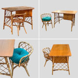 Rattan desk and chair 1960