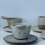 Modular Indonesian ceramic tableware service (6 elements + cups)