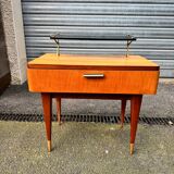 Vintage 1950s varnished glass shelf bedside table.