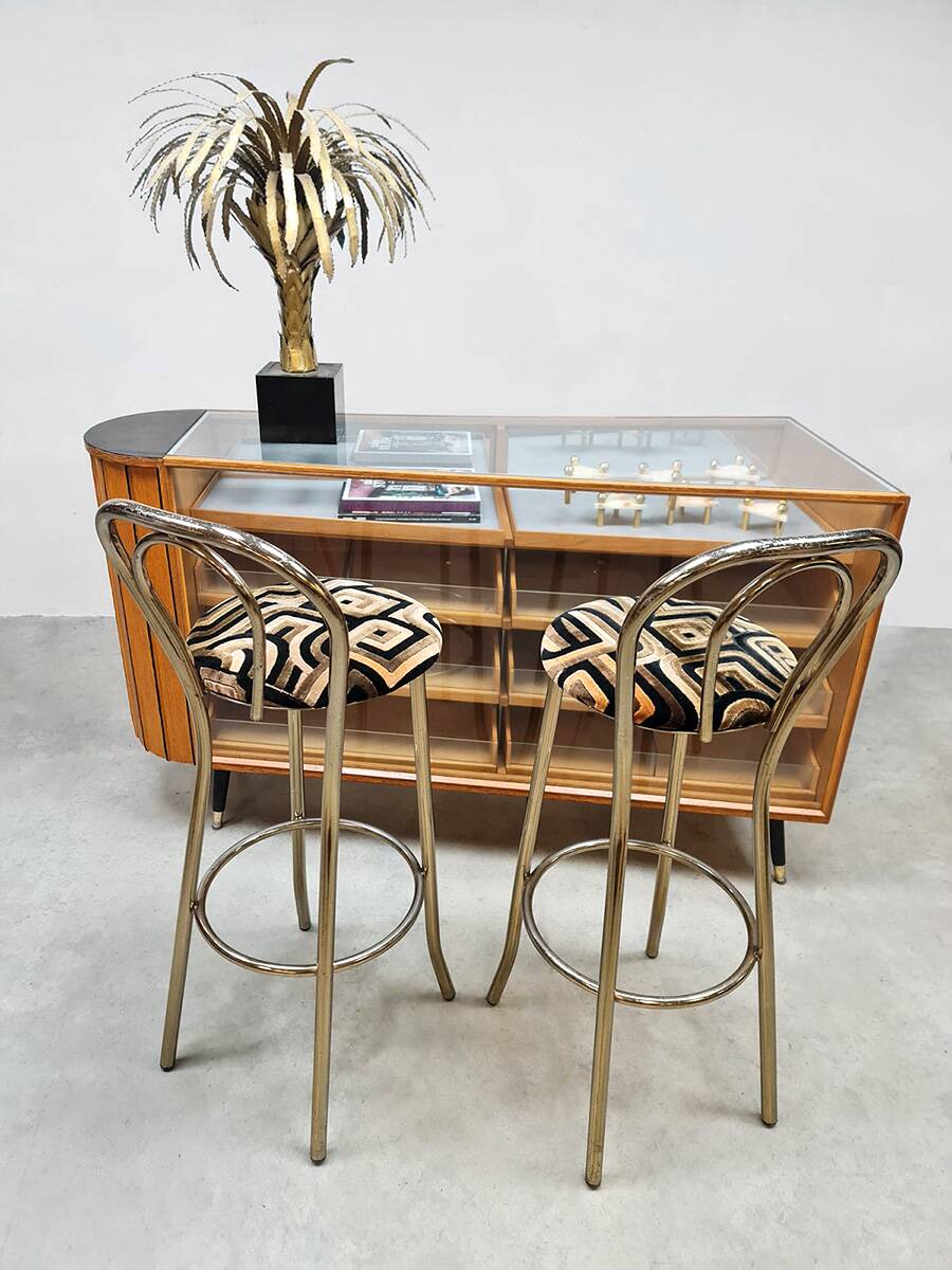 Midcentury vintage brass golden barstools 'eclectic'