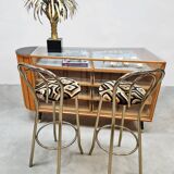 Tabourets de bar vintage en laiton doré du milieu du siècle « éclectiques »