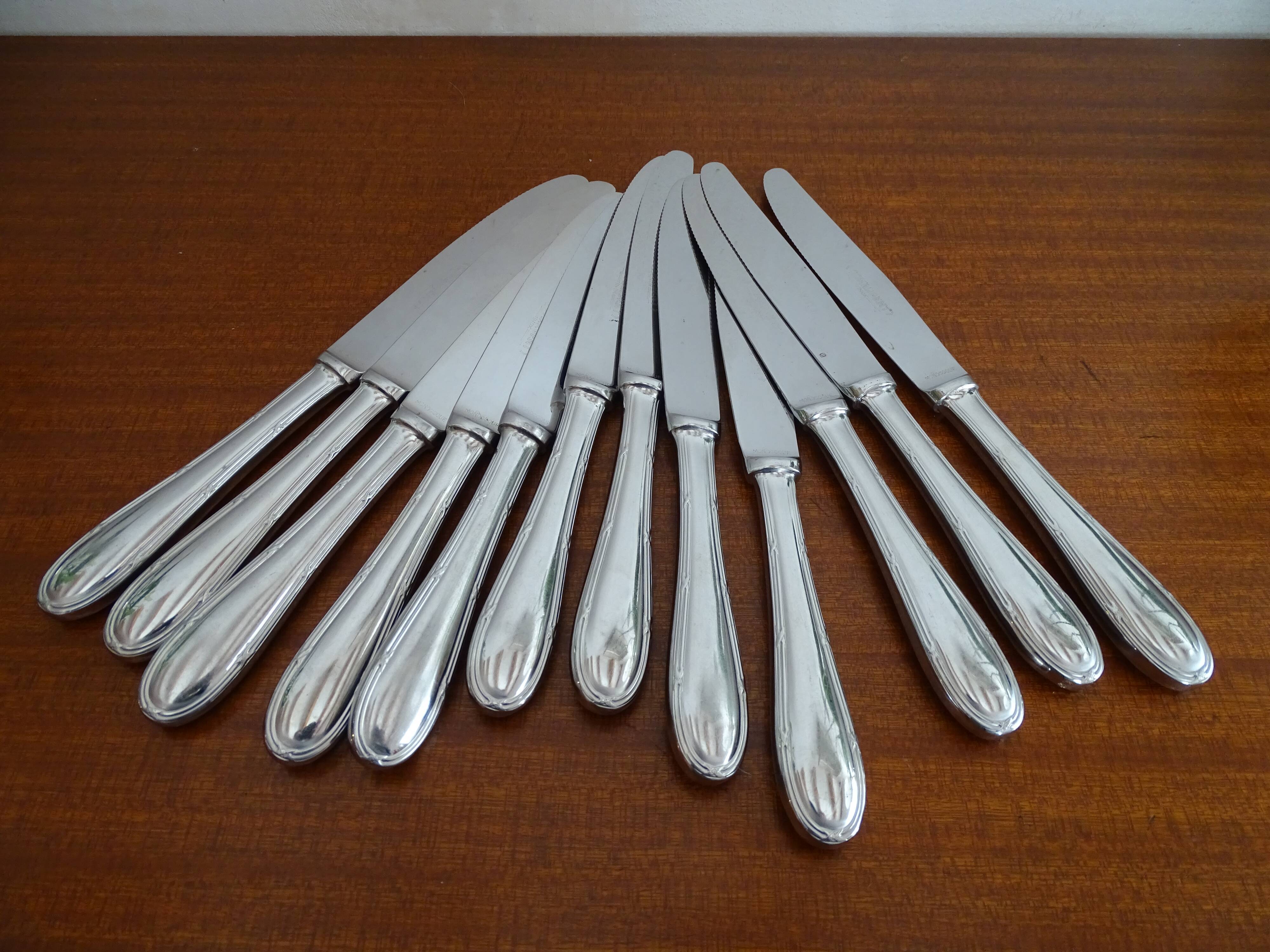 12 couteaux inox comargent monocoque style Louis XV