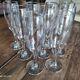 Lot de 9 flûtes à champagne en verre vintage