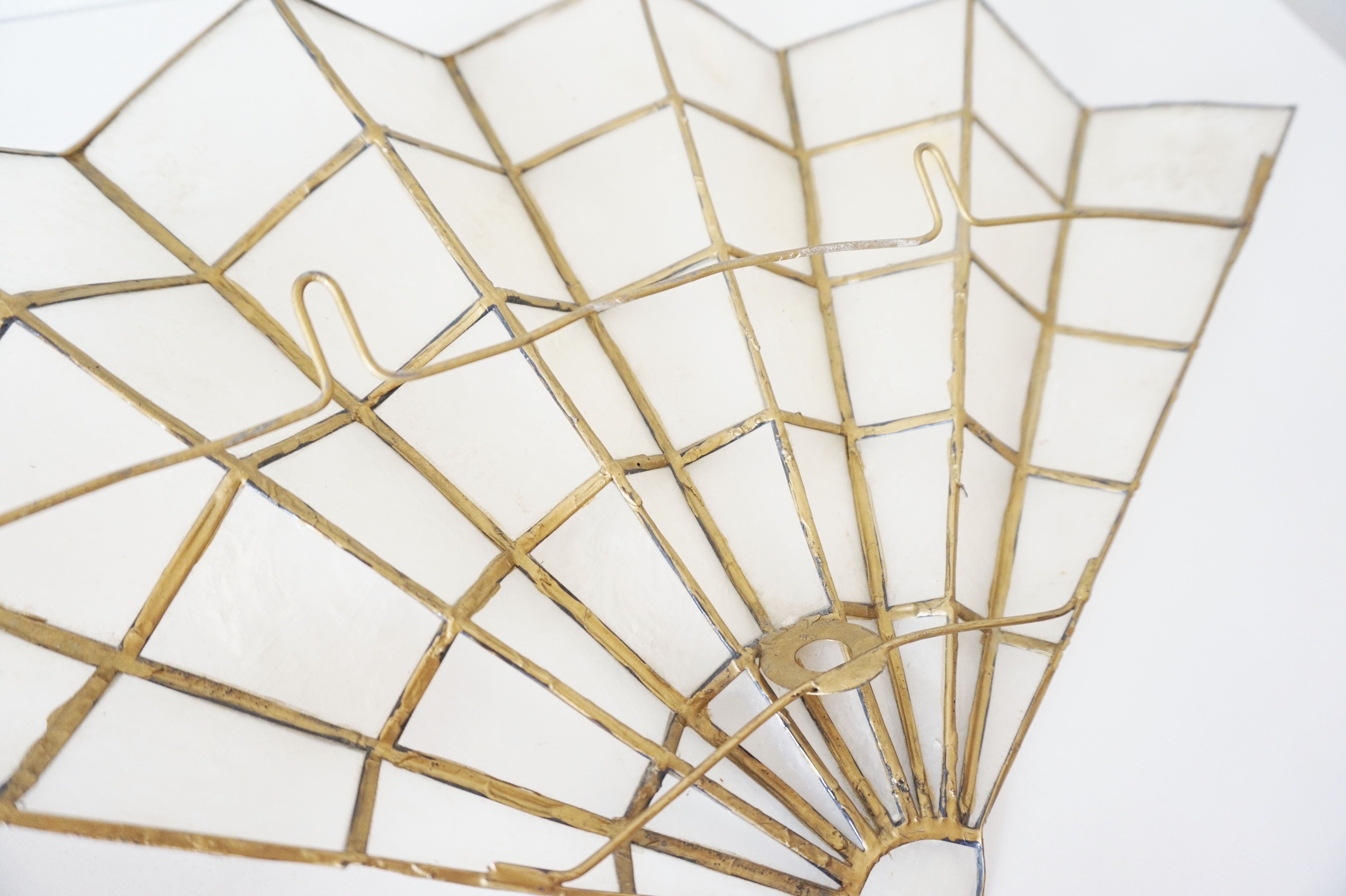 Pair of mother-of-pearl fan-shaped sconces