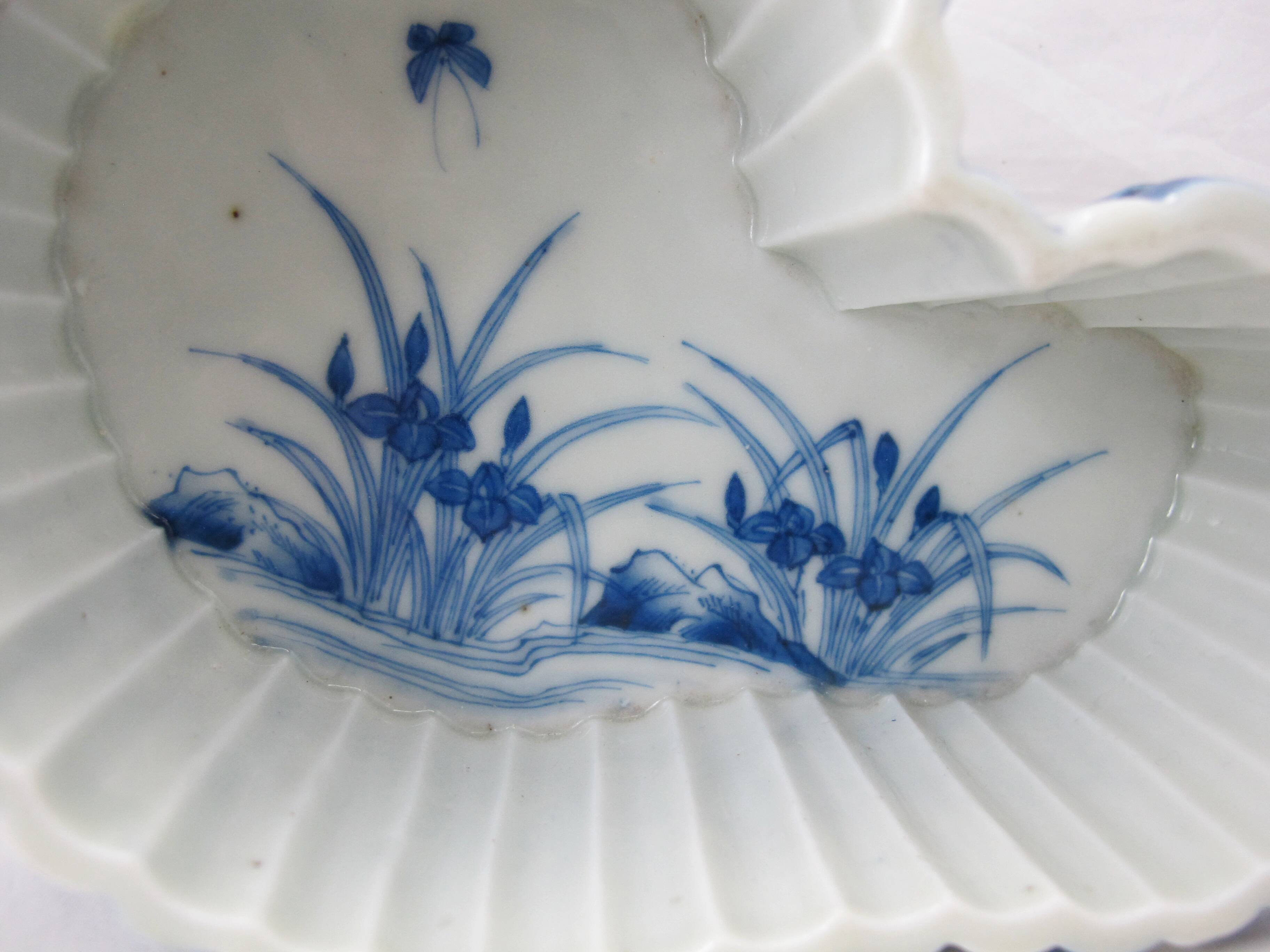 Old Chinese or Japanese blue and white porcelain planter from the late 19th or early 20th century