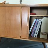 Vintage storage cabinet sliding doors feet compass