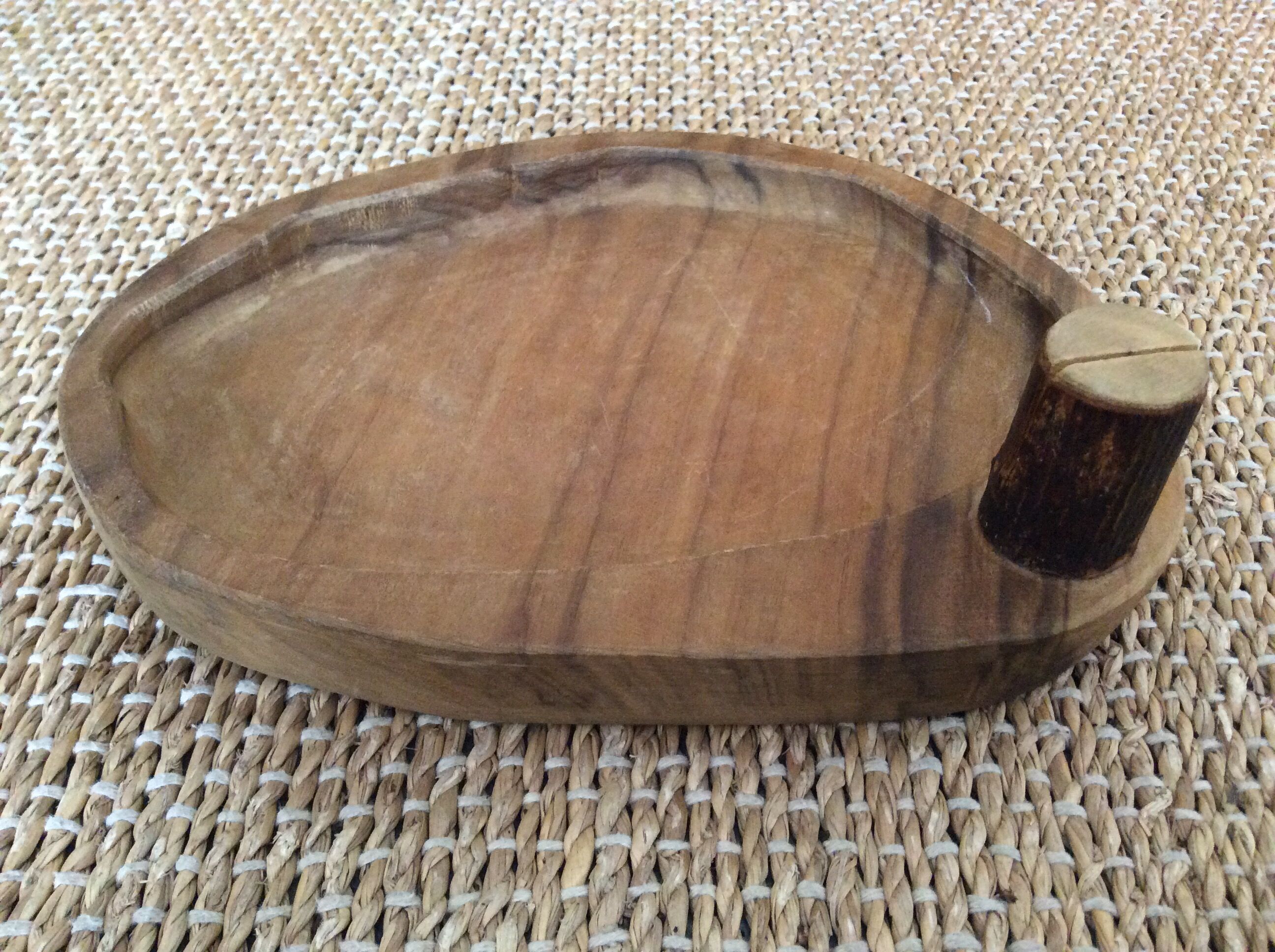 Wooden butter dish and knife