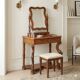 Antique walnut dressing table with mirror and drawer, Italy, 19th century.