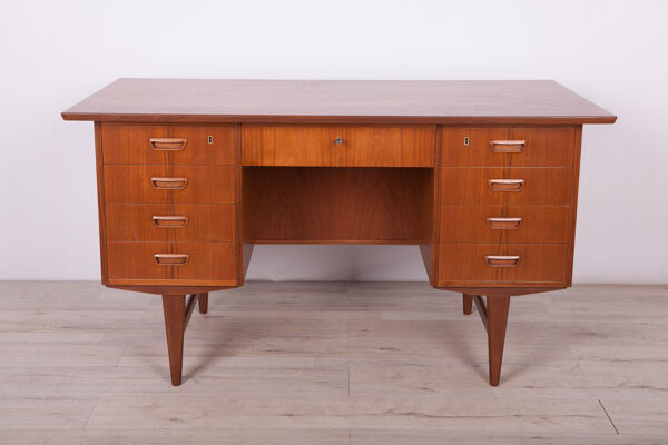 Bureau de teck autoportant du milieu du siècle, années 1960