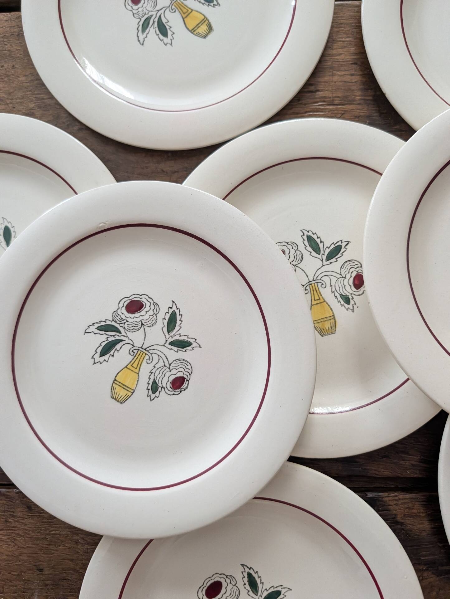 Vintage dessert plates – floral bouquet – French earthenware