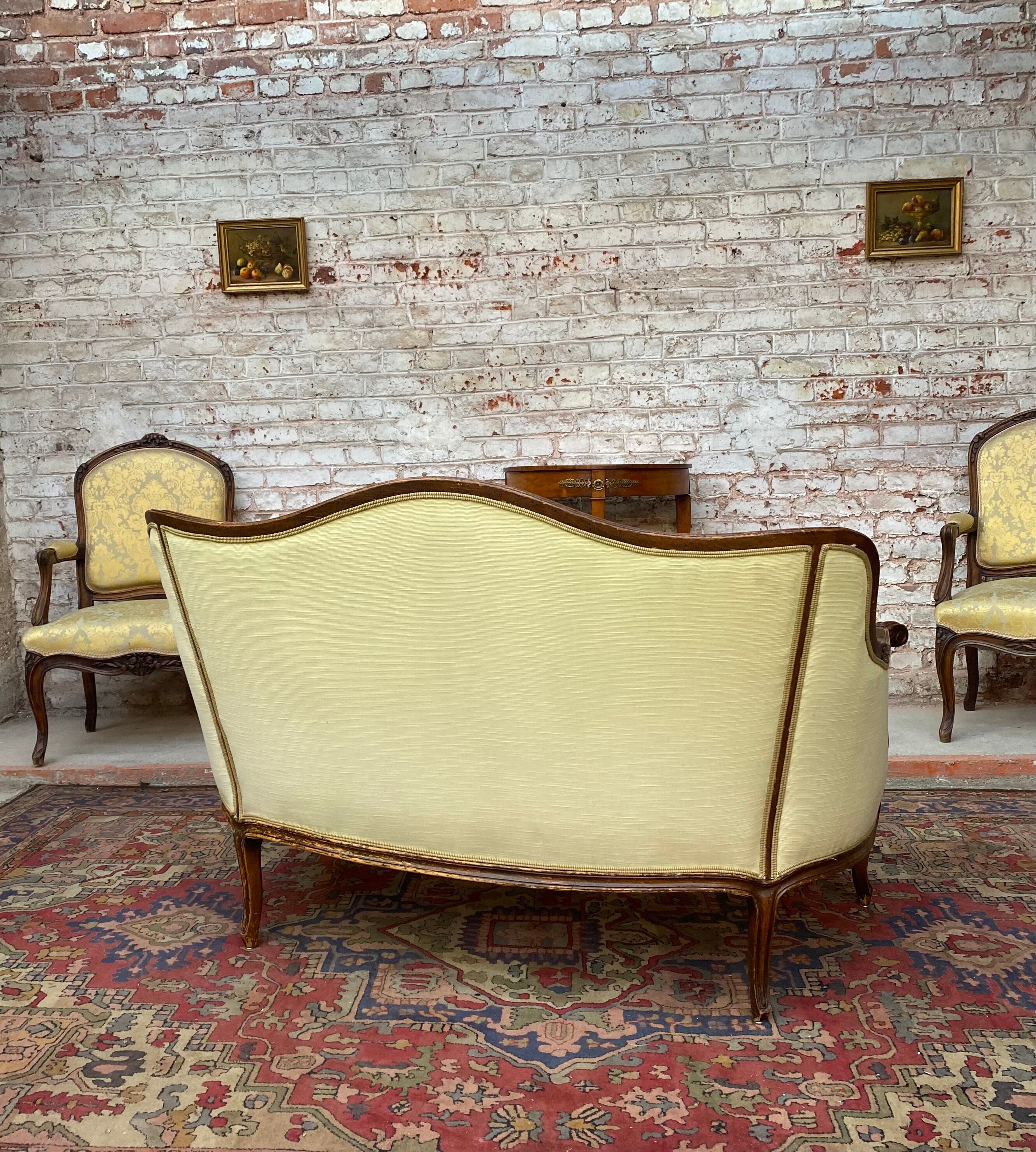 Sofa in natural wood style Louis XV XIX th century