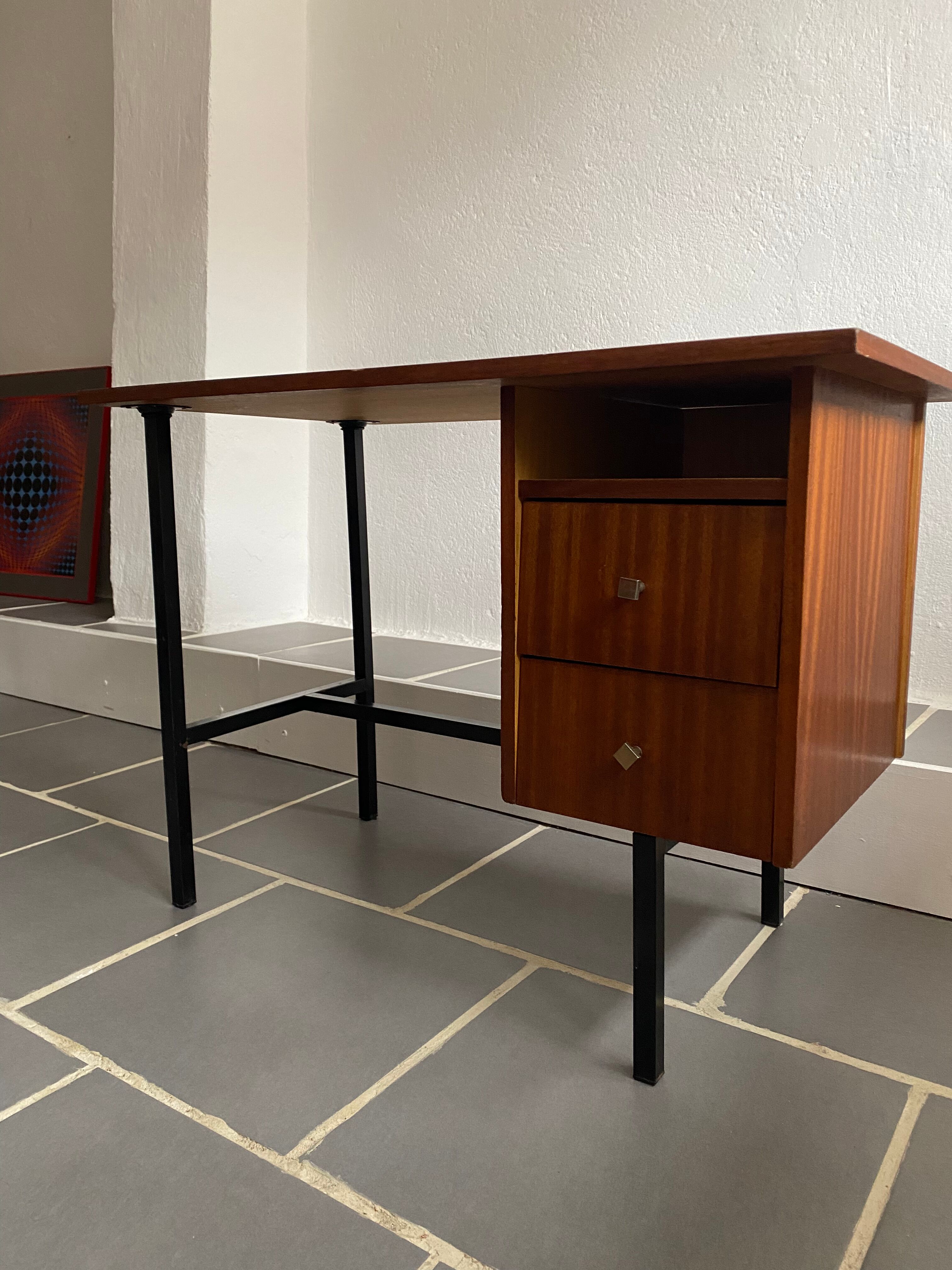 Vintage wood and metal desk 60s