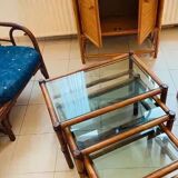 Wicker rattan nesting tables from the 60s/70s