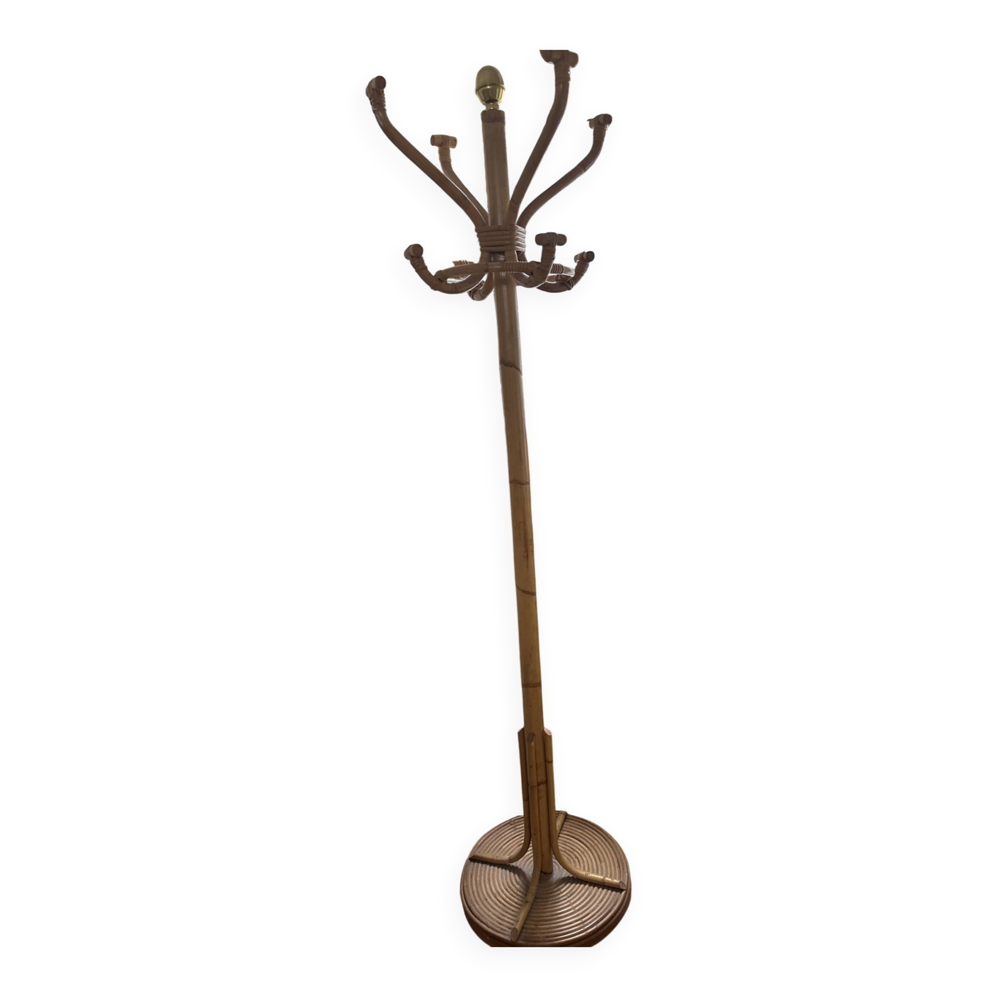 Freestanding rattan coat rack