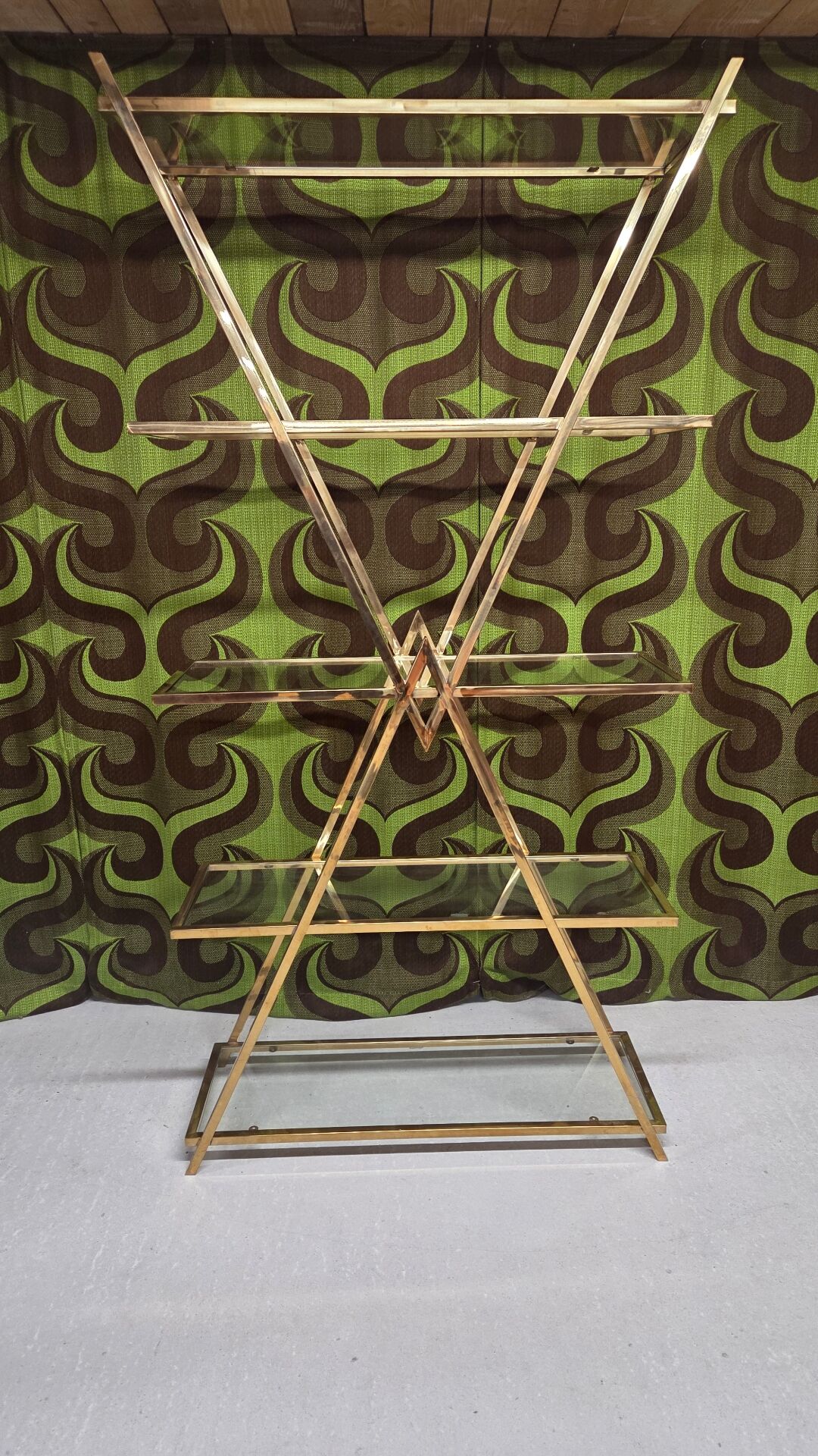 Etagère design en laiton année 80