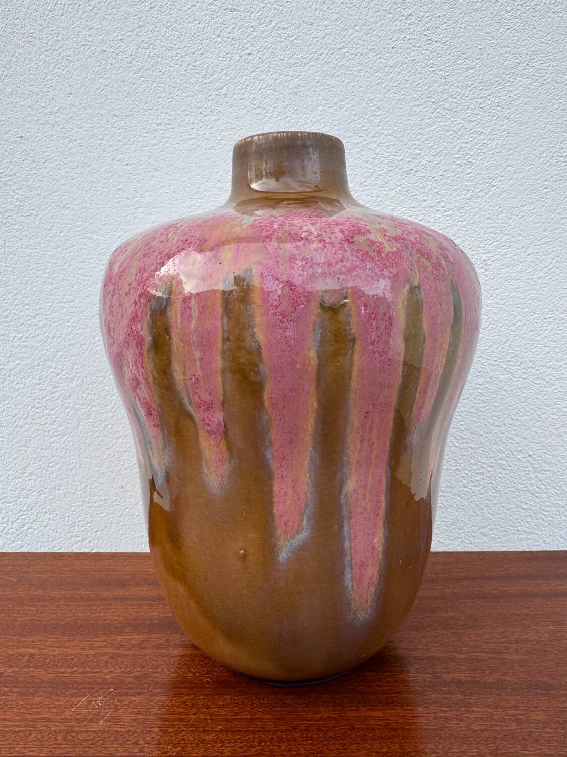 Art Deco pink glazed stoneware vase
