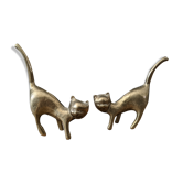 Duo de chats en laiton vintage