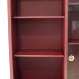 Crédence ou bibliothèque à deux sections recouverte de similicuir couleur Bordeaux