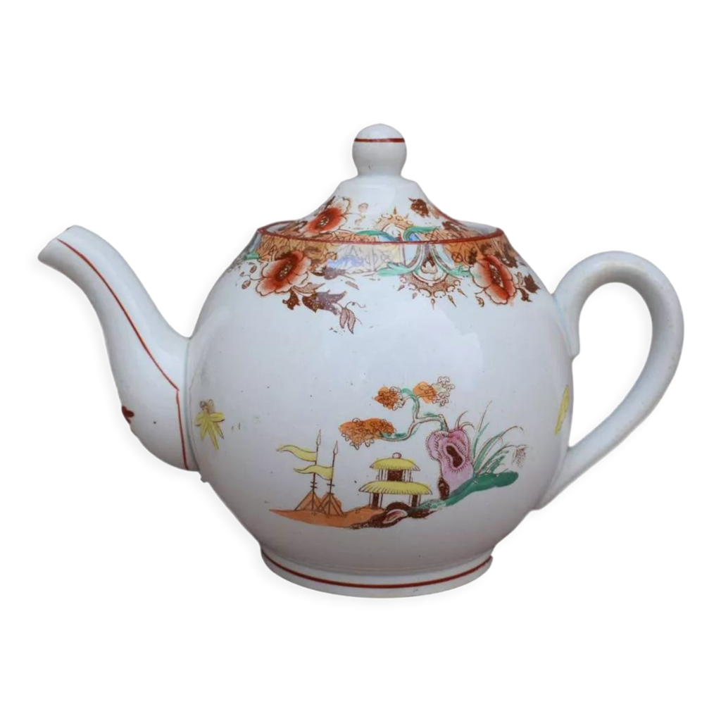 Old teapot Sarreguemines 19th Chinoiserie Selency