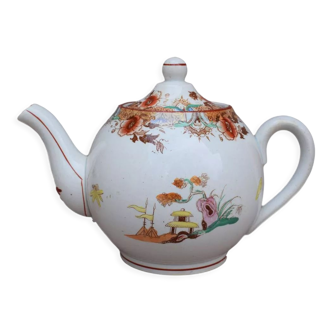 Old teapot Sarreguemines 19th Chinoiserie