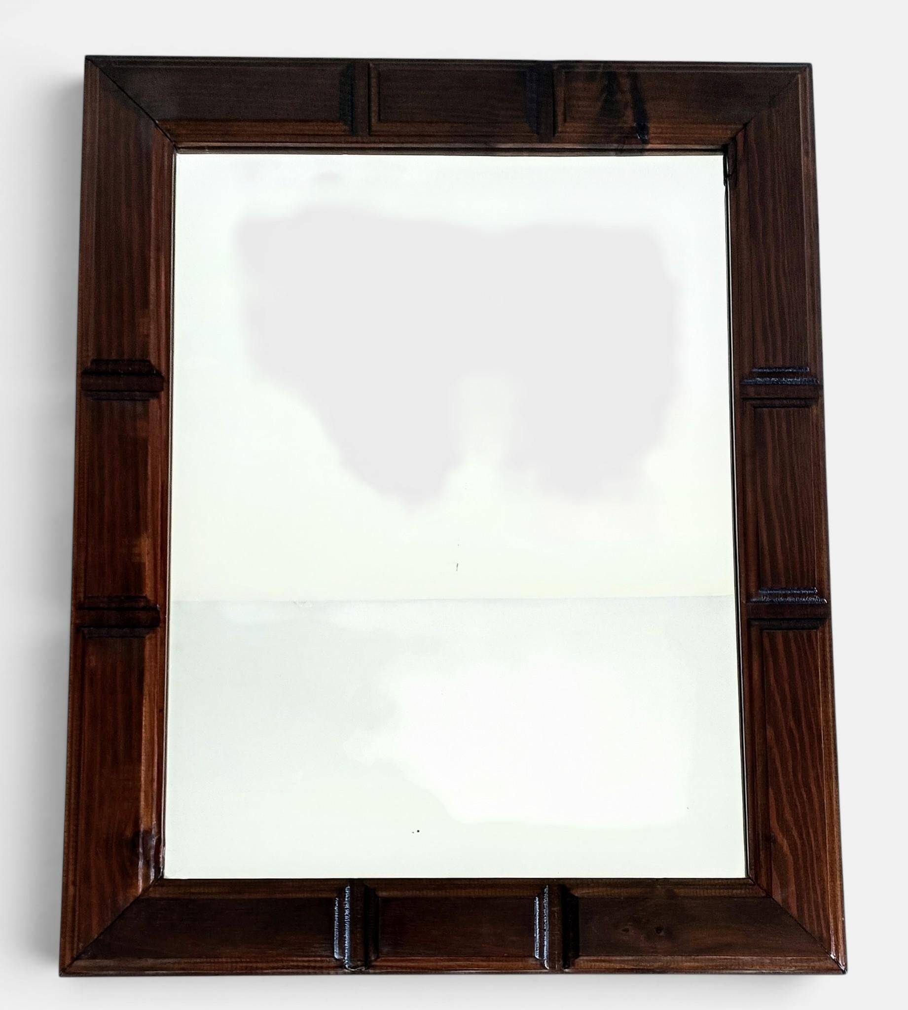 Mid-Century Spanish Wood Wall Mirror– Castilian Style, 1950s