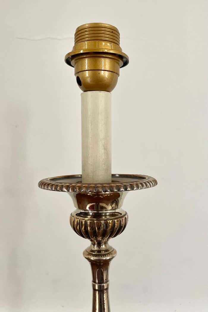 Pair of Louis XIV style table lamp from the 19th century in silver metal