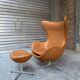Restored Arne Jacobsen Egg armchair and ottoman for Fritz Hansen, 1960s