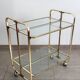 Desserte pliante métal doré et verre vintage