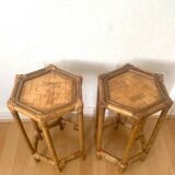 Pair of rattan bedside tables
