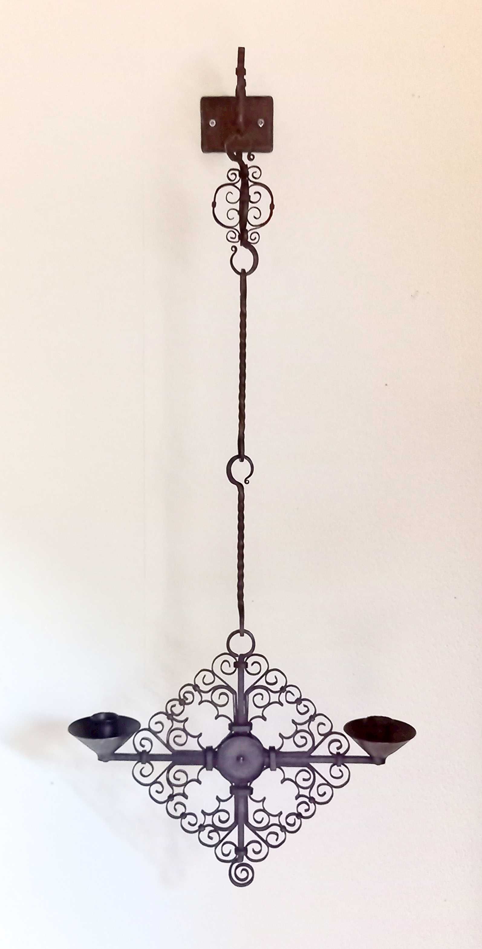 Black Scandinavian wrought iron wall candle holder 1940/50