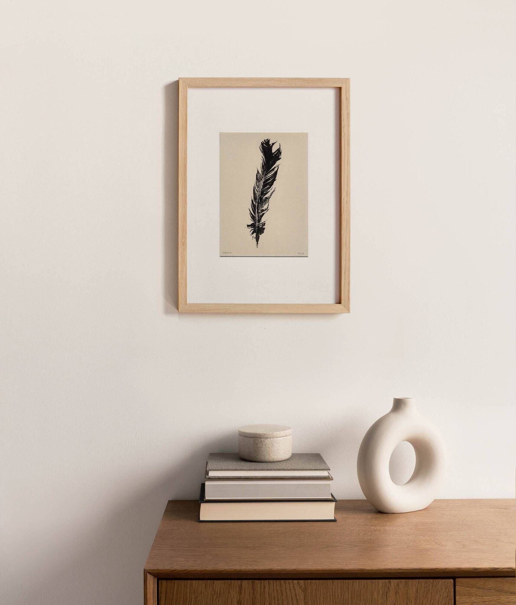 Acrylic painting on black feather paper signed Eawy.