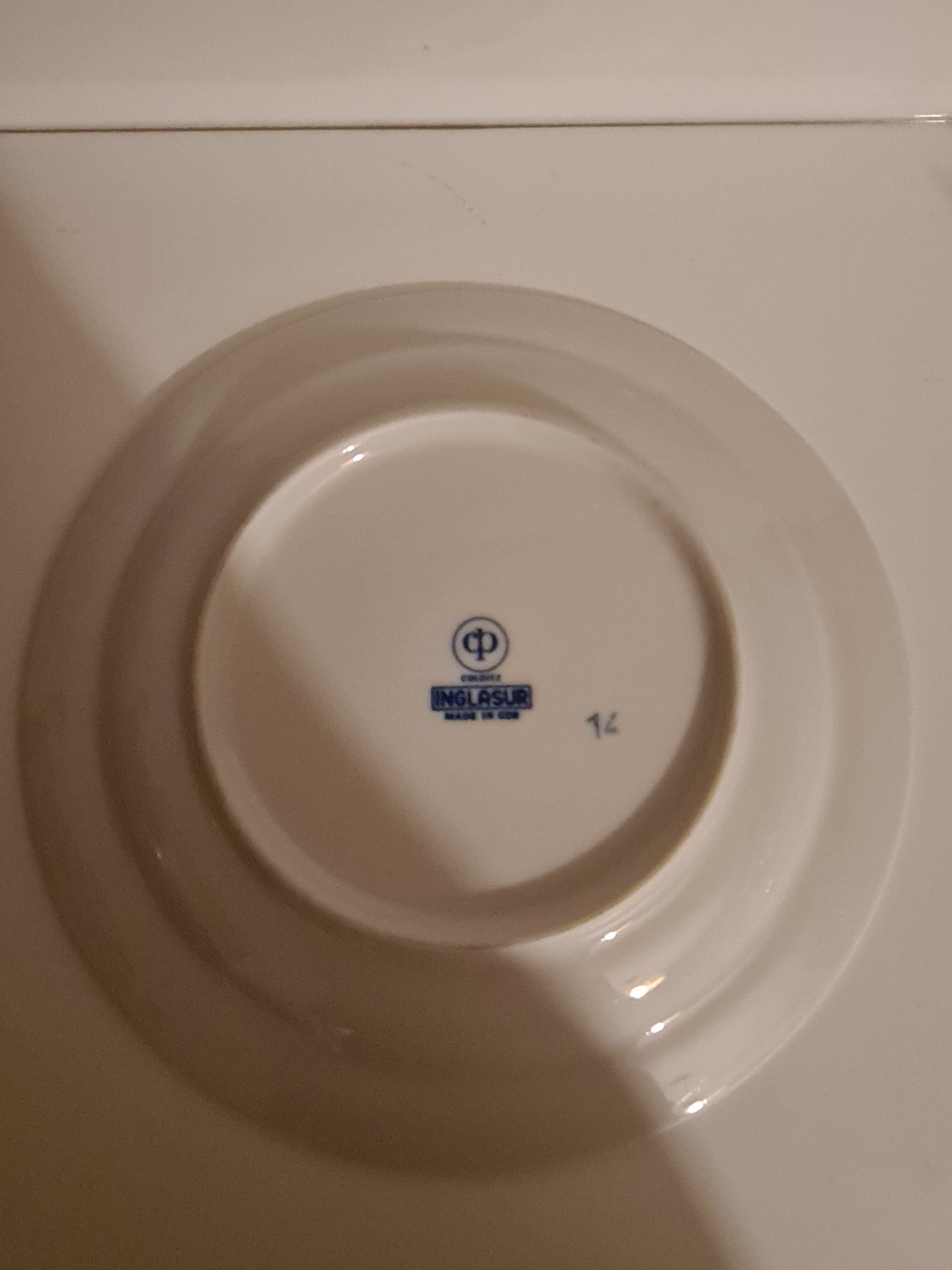 Faience Colditz Inglasur Lot 5 dessert plates blue flowers pattern