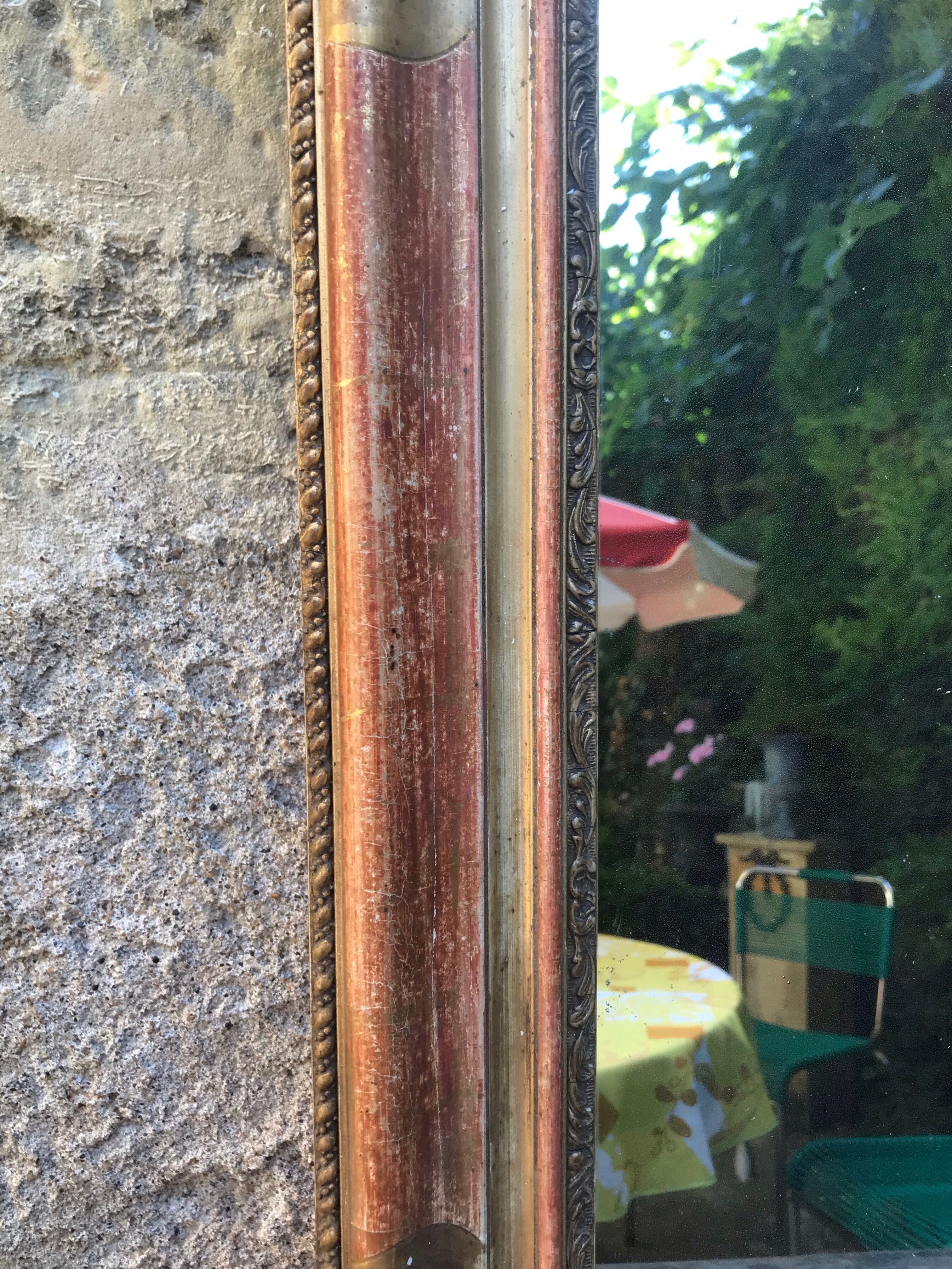 Golden mirror with gold leaf 79 x 53 cm