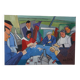 Painting The Card Players Canvas signed Nady Bachès year 60/70