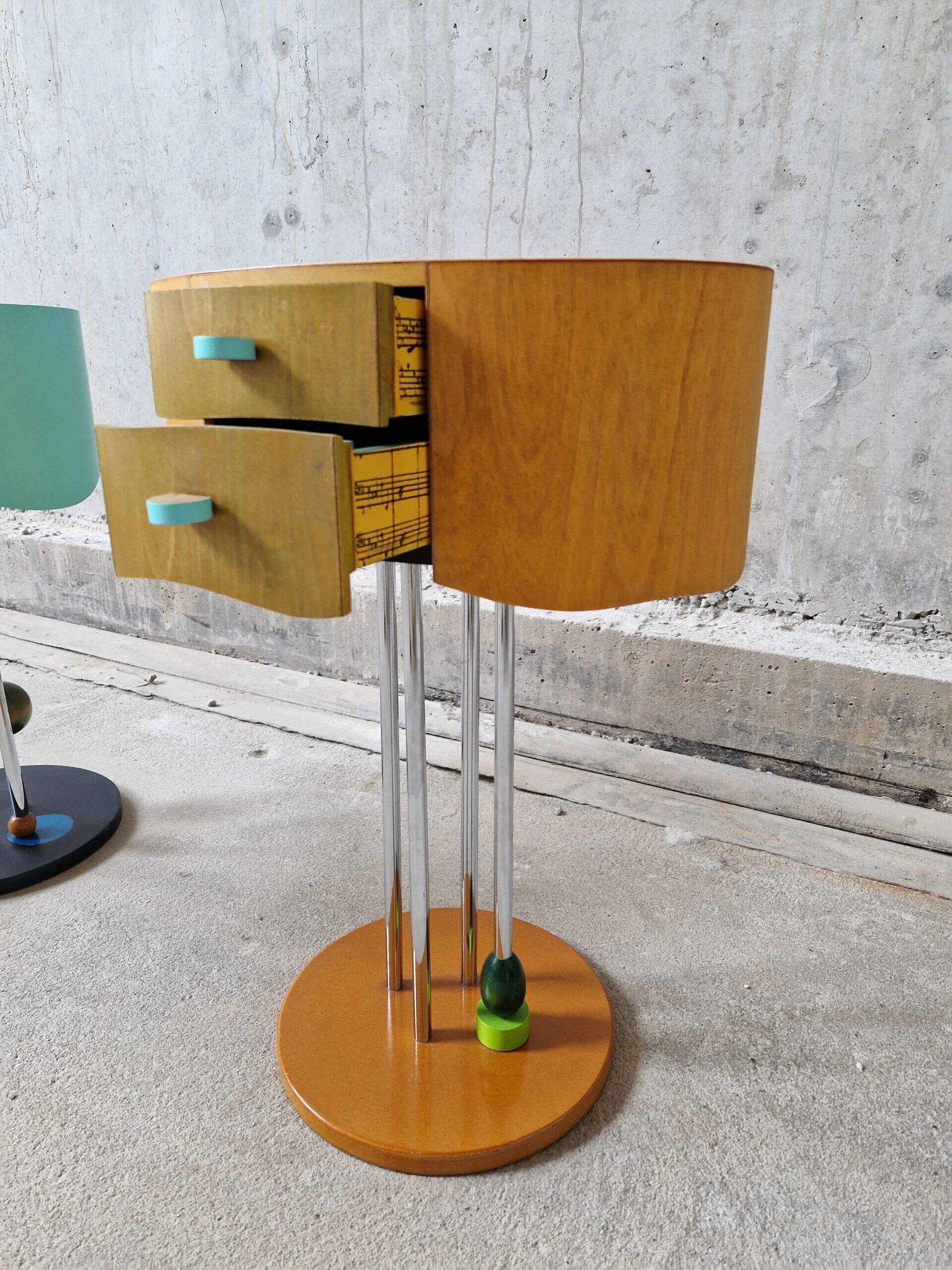 Pair of postmodern Memphis Milano style side tables, 1980s