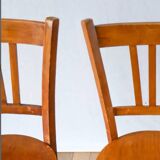 Set of 3 wooden bistro chairs 1950