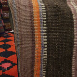 Striped Wool Kilim Cushion Cover Brown Purple Pillow Case- 39x39cm