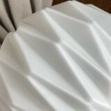 Designer pendant light with geometric opaline glass globe, mid-20th century