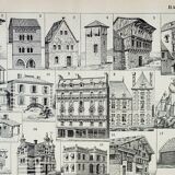 Old engraving 1898, Old dwelling 2, architecture • Original and vintage lithograph