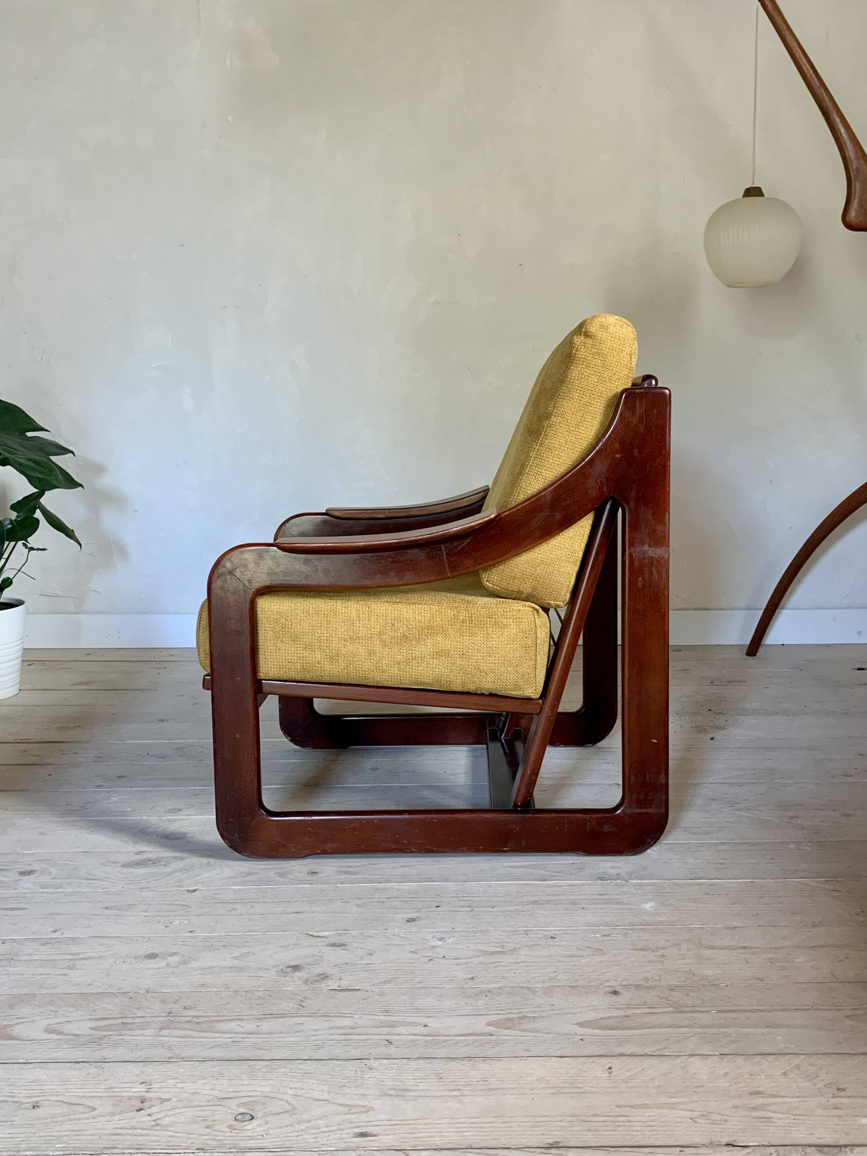 Yellow velvet sled chairs