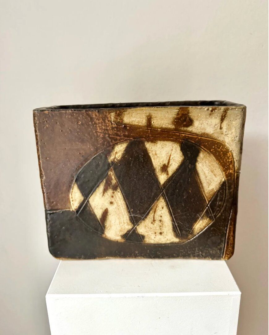 Brutalist Danish vase stoneware from Trille Keramik, 1970s